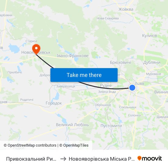 Привокзальний Ринок to Новояворівська Міська Рада map