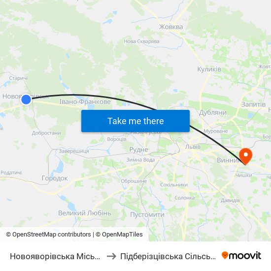 Новояворівська Міська Рада to Підберізцівська Сільська Рада map