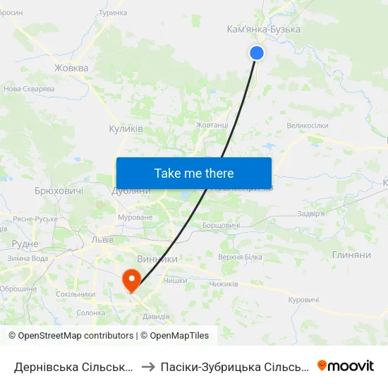 Дернівська Сільська Рада to Пасіки-Зубрицька Сільська Рада map