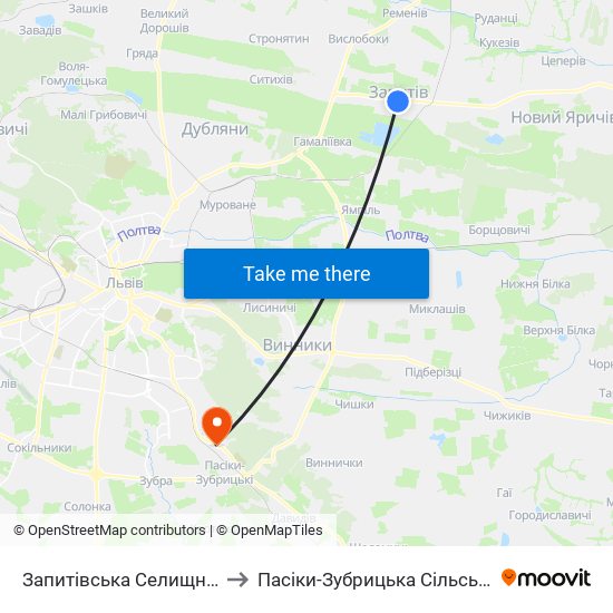 Запитівська Селищна Рада to Пасіки-Зубрицька Сільська Рада map