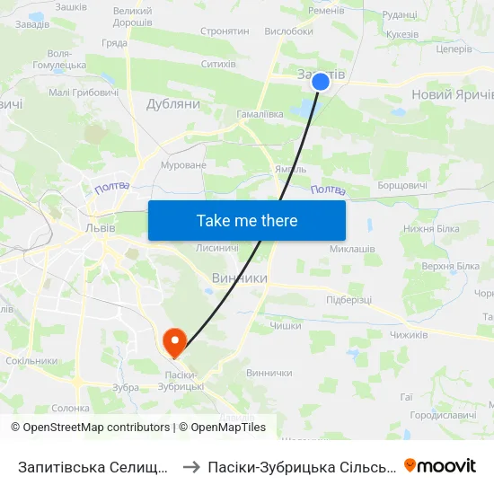 Запитівська Селищна Рада to Пасіки-Зубрицька Сільська Рада map