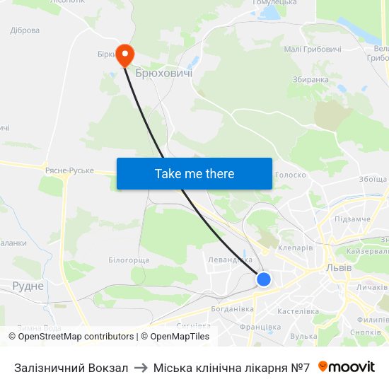 Залізничний Вокзал to Міська клінічна лікарня №7 map