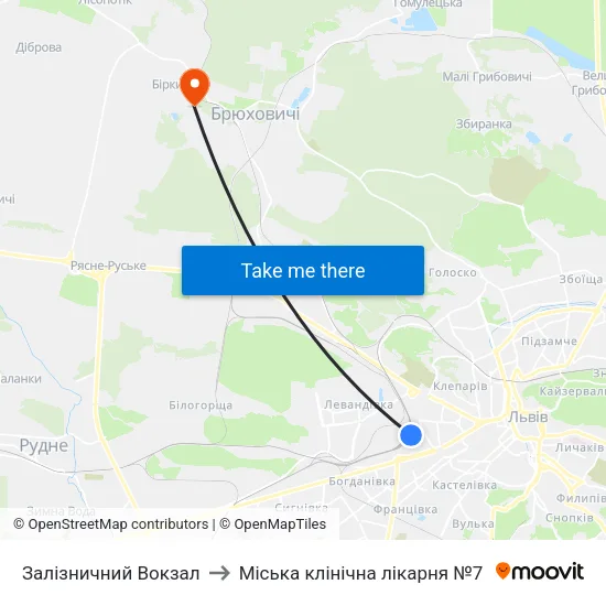 Залізничний Вокзал to Міська клінічна лікарня №7 map