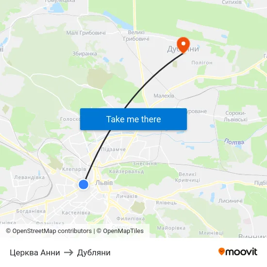 Церква Анни to Дубляни map
