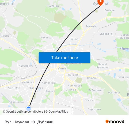 Вул. Наукова to Дубляни map