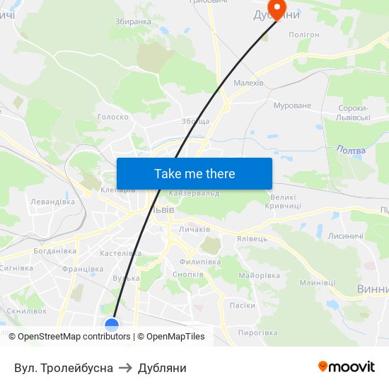 Вул. Тролейбусна to Дубляни map