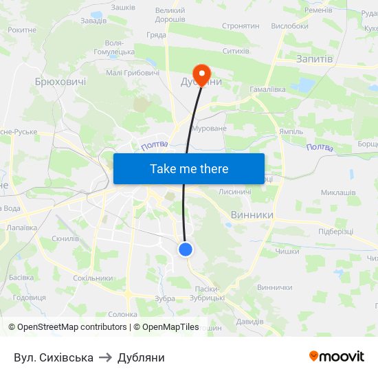 Вул. Сихівська to Дубляни map