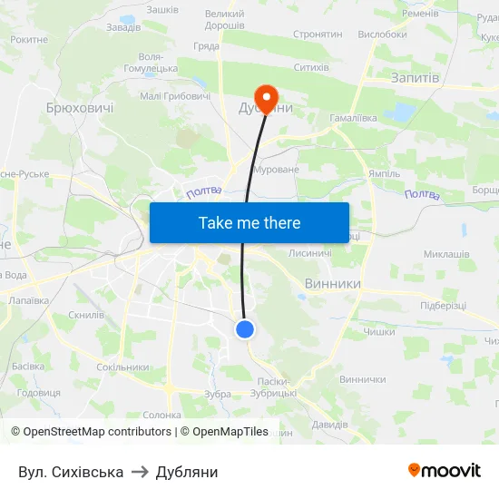 Вул. Сихівська to Дубляни map