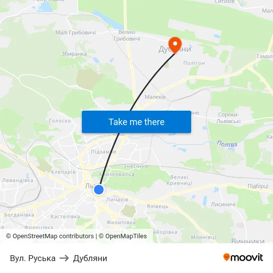 Вул. Руська to Дубляни map
