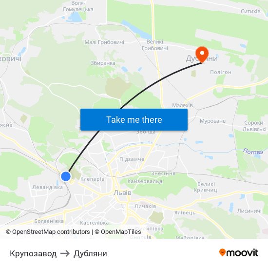 Крупозавод to Дубляни map