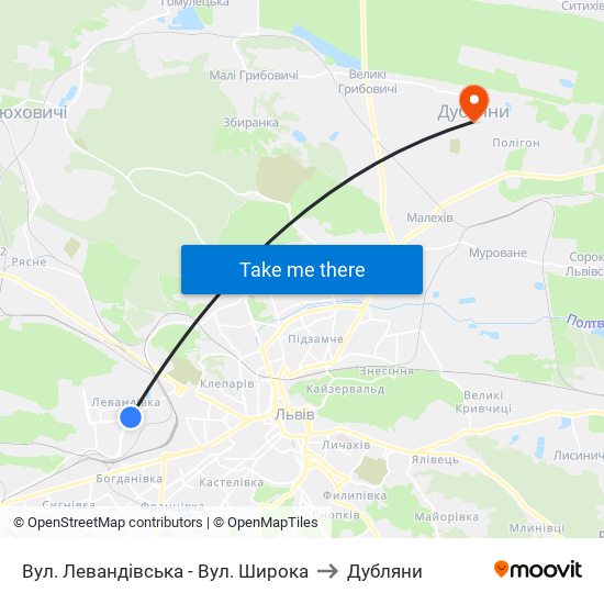 Вул. Левандівська - Вул. Широка to Дубляни map