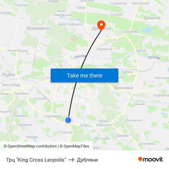 Трц "King Cross Leopolis" to Дубляни map