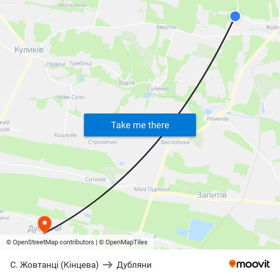 С. Жовтанці (Кінцева) to Дубляни map