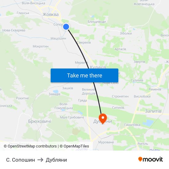 С. Сопошин to Дубляни map