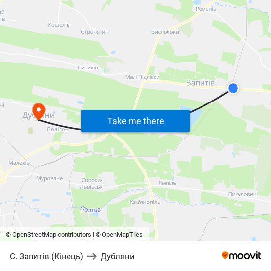 С. Запитів (Кінець) to Дубляни map