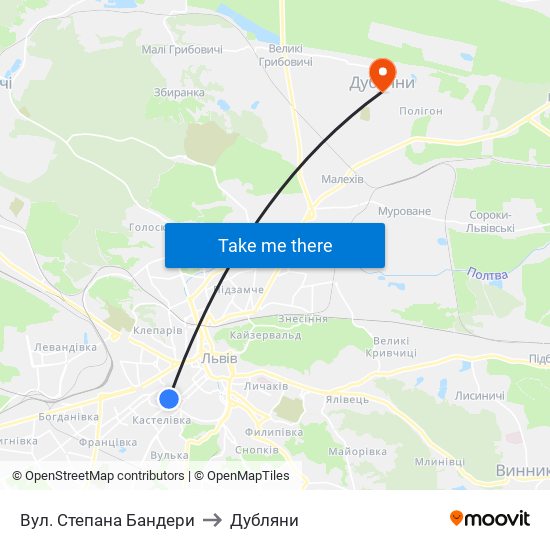 Вул. Степана Бандери to Дубляни map