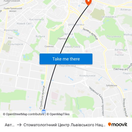 Автовокзал to Стоматологічний Центр Львівського Національного Медичного Університету Ім. Д. Галицького map
