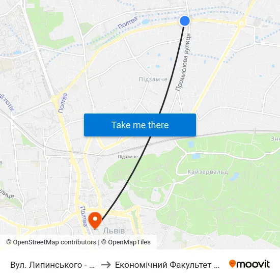 Вул. Липинського - Вул. Миколайчука to Економічний Факультет Лну Імені Івана Франка map