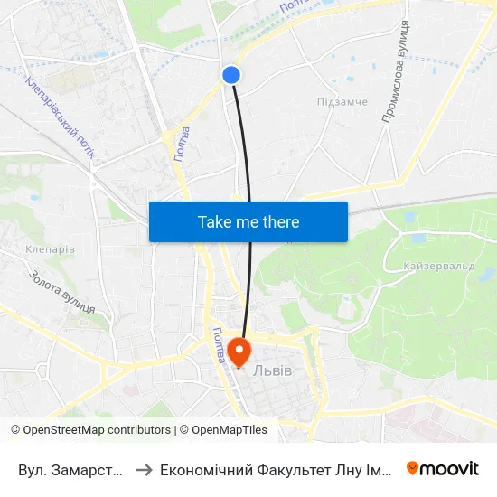 Вул. Замарстинівська to Економічний Факультет Лну Імені Івана Франка map