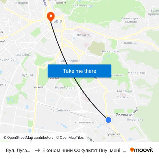 Вул. Луганська to Економічний Факультет Лну Імені Івана Франка map