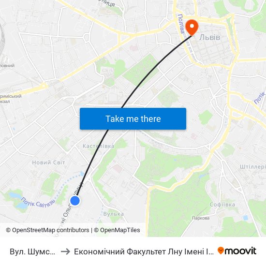 Вул. Шумського to Економічний Факультет Лну Імені Івана Франка map