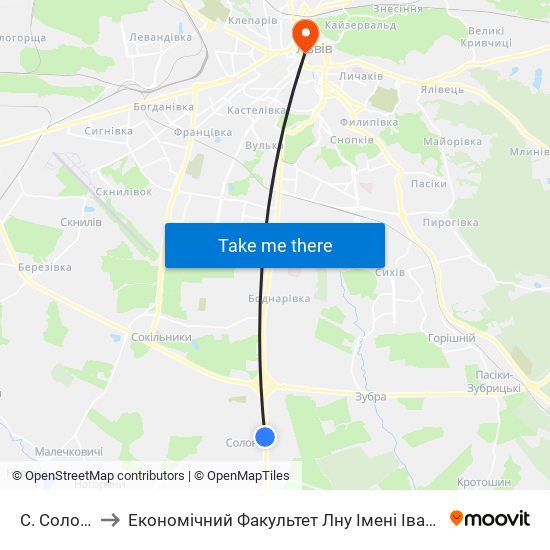 С. Солонка to Економічний Факультет Лну Імені Івана Франка map