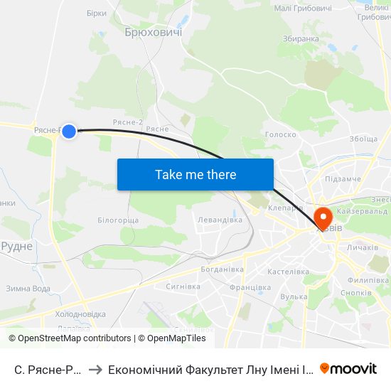 С. Рясне-Руське to Економічний Факультет Лну Імені Івана Франка map