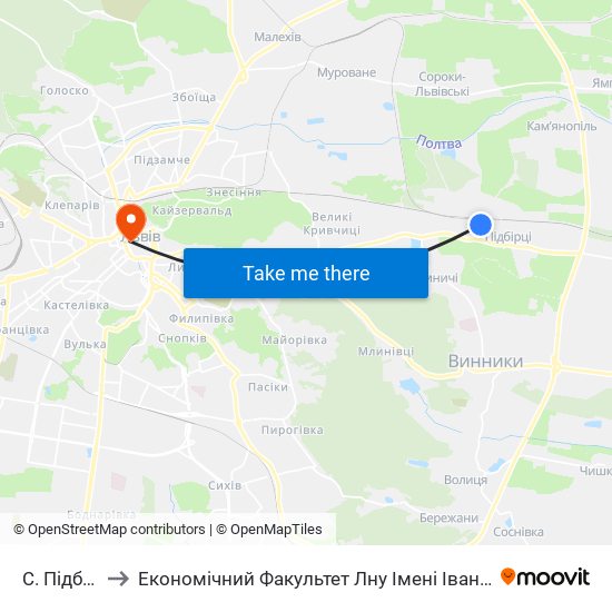 С. Підбірці to Економічний Факультет Лну Імені Івана Франка map