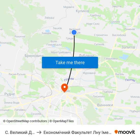 С. Великий Дорошів to Економічний Факультет Лну Імені Івана Франка map