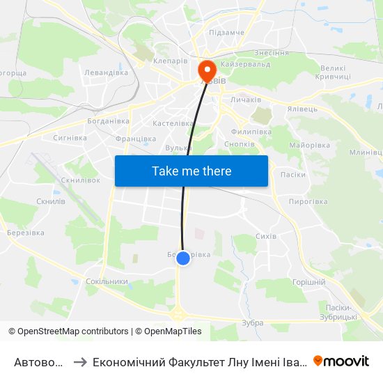 Автовокзал to Економічний Факультет Лну Імені Івана Франка map