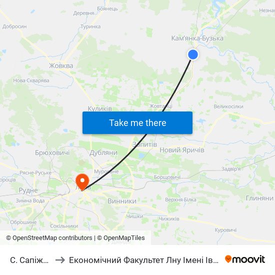 С. Сапіжанка to Економічний Факультет Лну Імені Івана Франка map