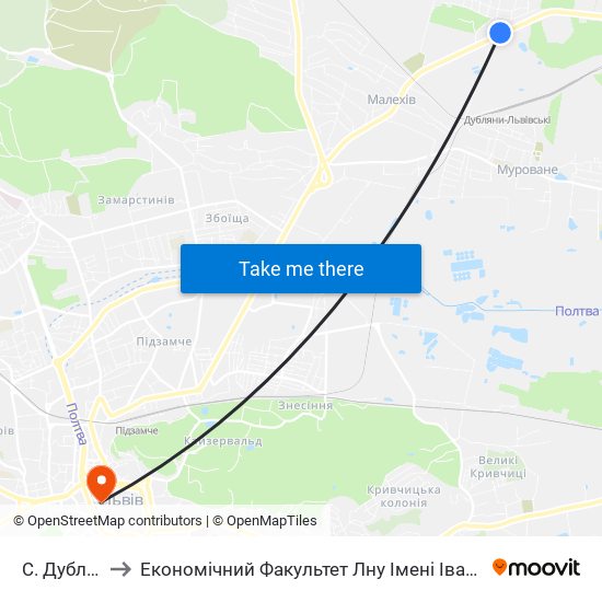С. Дубляни to Економічний Факультет Лну Імені Івана Франка map
