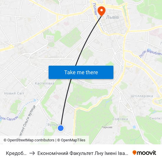 Кредобанк to Економічний Факультет Лну Імені Івана Франка map