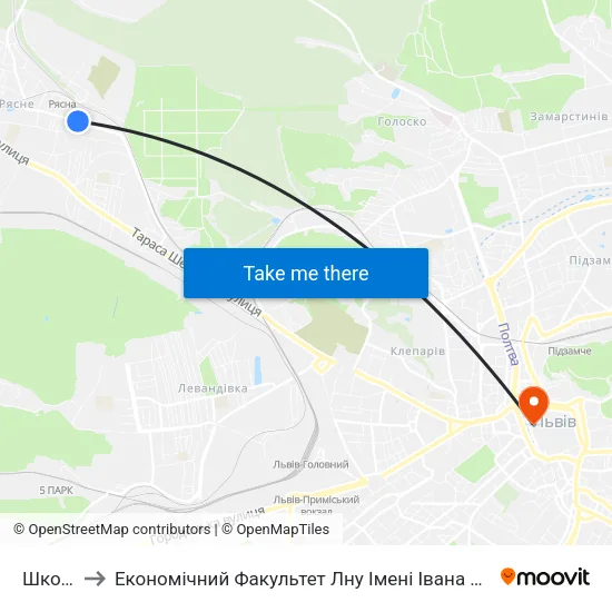 Школа to Економічний Факультет Лну Імені Івана Франка map