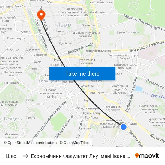 Школа to Економічний Факультет Лну Імені Івана Франка map