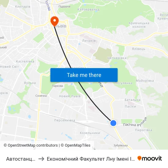 Автостанція №5 to Економічний Факультет Лну Імені Івана Франка map