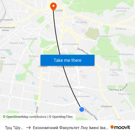 Трц “Шувар” to Економічний Факультет Лну Імені Івана Франка map