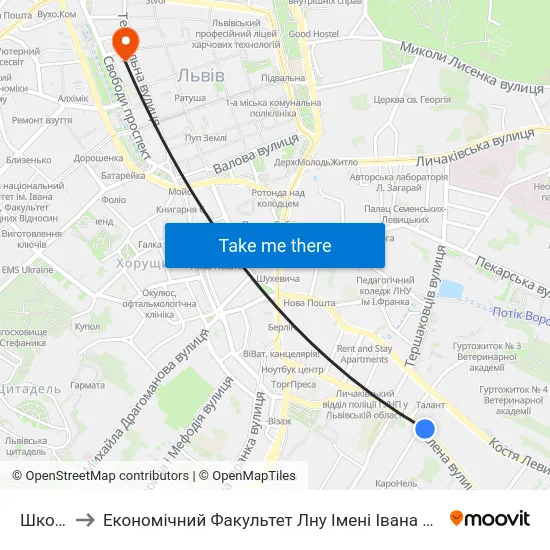 Школа to Економічний Факультет Лну Імені Івана Франка map