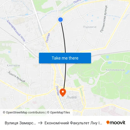 Вулиця Замарстинівська to Економічний Факультет Лну Імені Івана Франка map