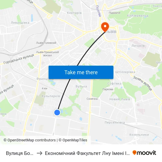 Вулиця Бойчука to Економічний Факультет Лну Імені Івана Франка map