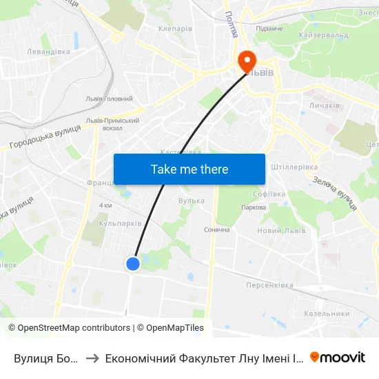 Вулиця Бойчука to Економічний Факультет Лну Імені Івана Франка map