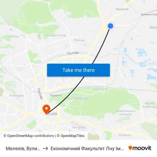 Мелехів, Вулиця Нова to Економічний Факультет Лну Імені Івана Франка map