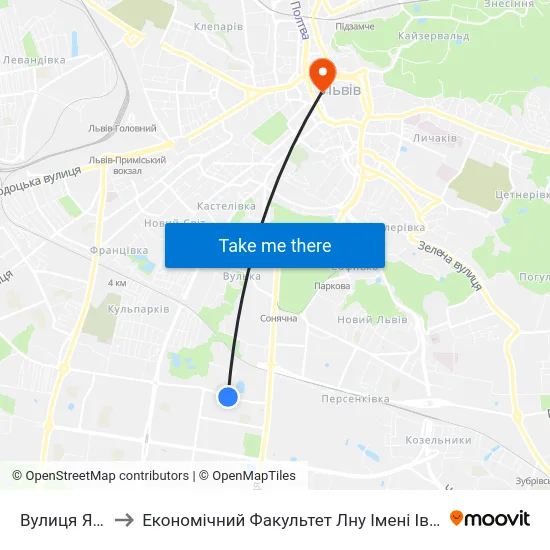 Вулиця Янева to Економічний Факультет Лну Імені Івана Франка map