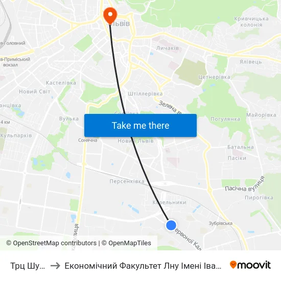 Трц Шувар to Економічний Факультет Лну Імені Івана Франка map