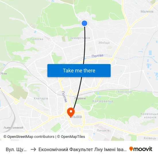 Вул. Щурата to Економічний Факультет Лну Імені Івана Франка map