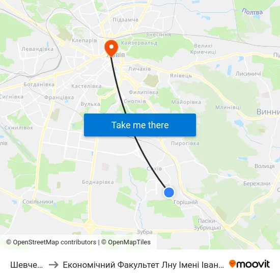 Шевченка to Економічний Факультет Лну Імені Івана Франка map