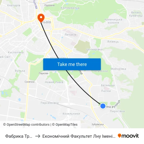 Фабрика Трембіта to Економічний Факультет Лну Імені Івана Франка map