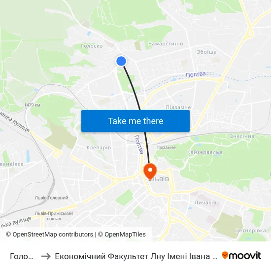 Голоско to Економічний Факультет Лну Імені Івана Франка map