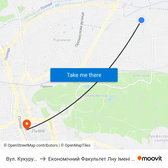 Вул. Кукурудзяна to Економічний Факультет Лну Імені Івана Франка map