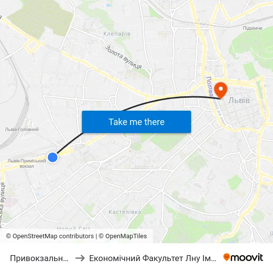 Привокзальний Ринок to Економічний Факультет Лну Імені Івана Франка map